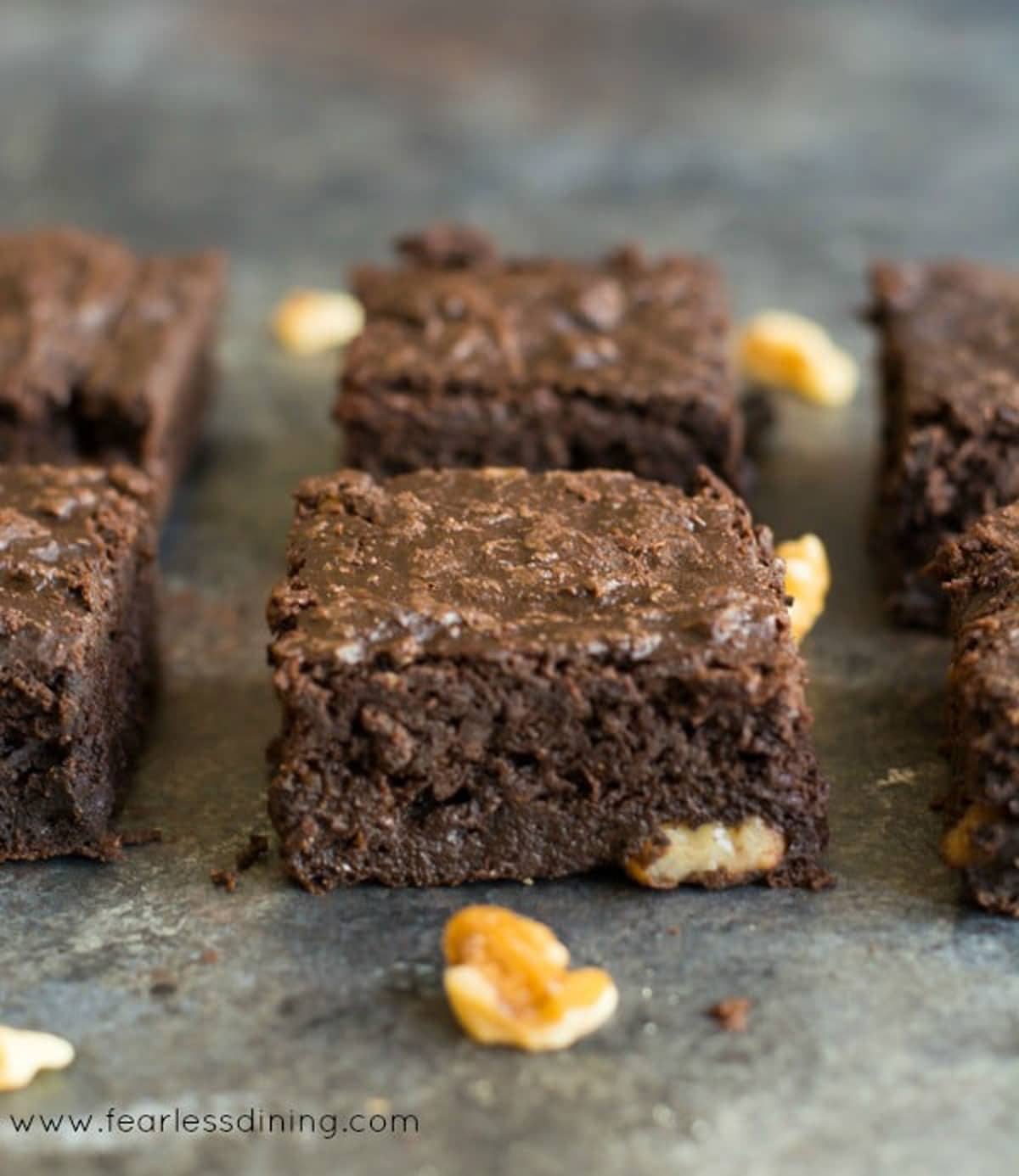 Paleo brownies on a baking sheet.