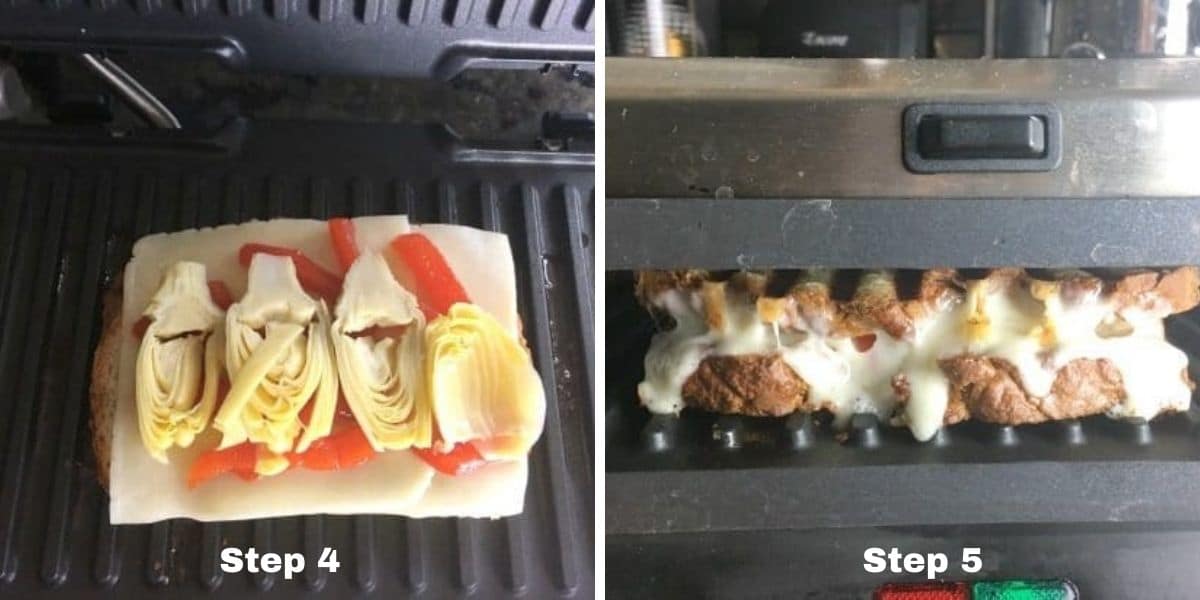 Photos of making the panini steps 4 and 5.
