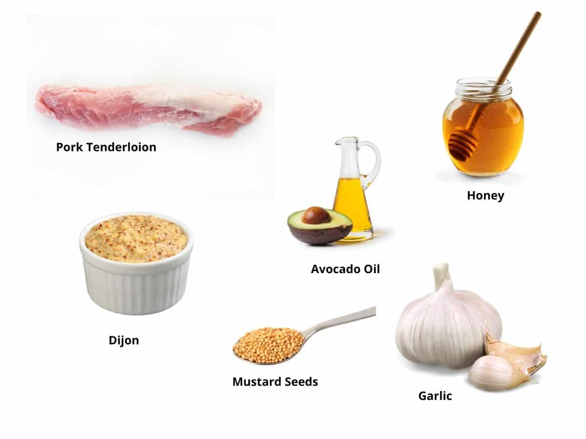 Photos of the Dijon honey pork tenderloin ingredients.