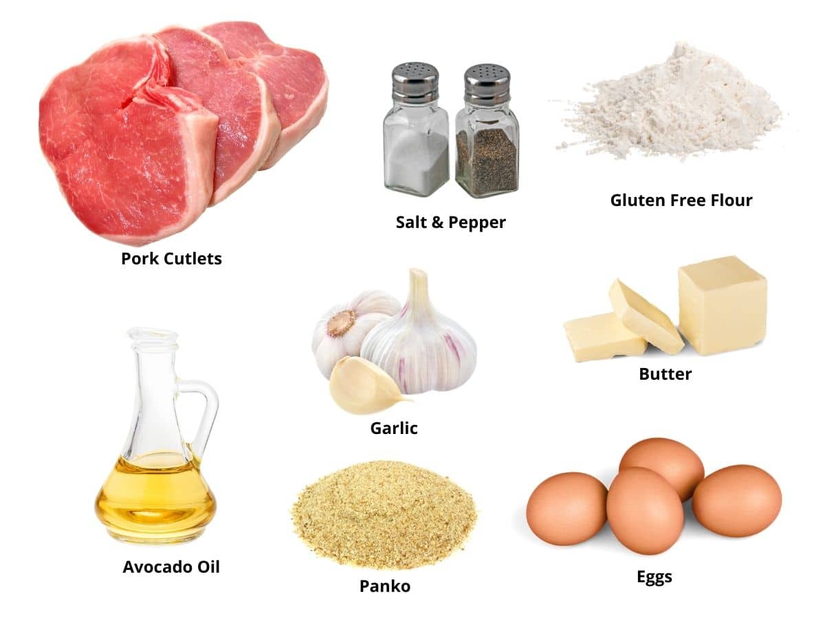 Photos of the schnitzel ingredients.