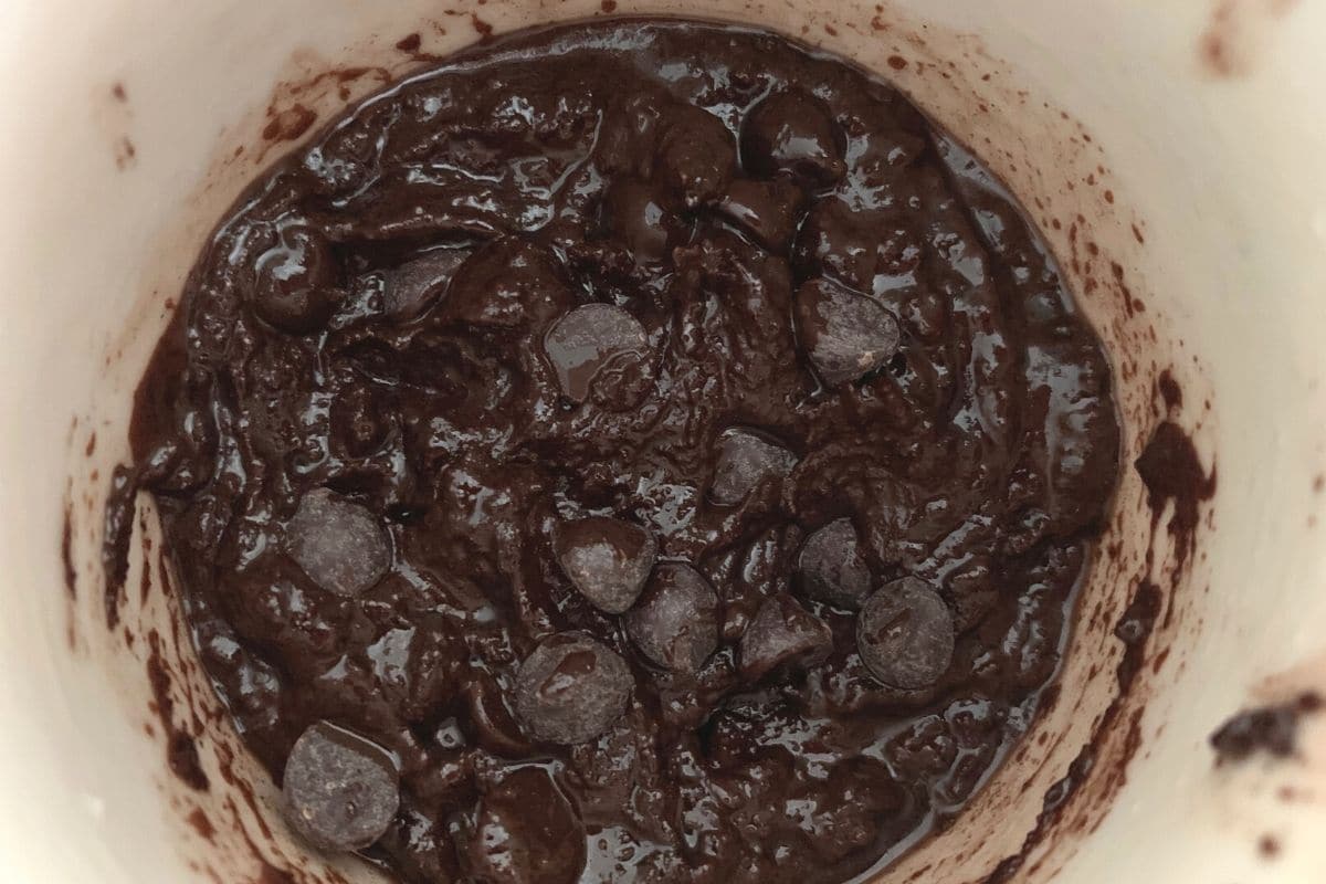 The brownie batter in the mug.
