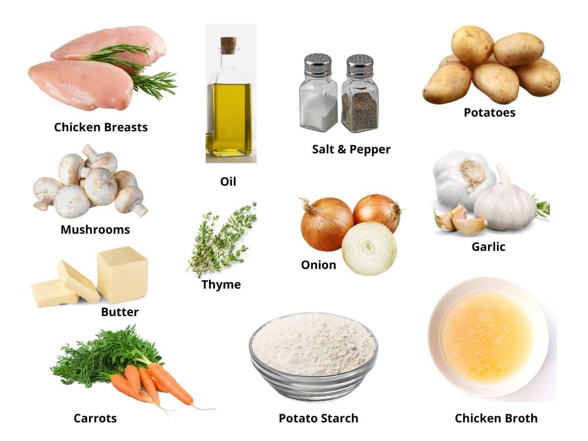 Photos of the gluten free chicken stew ingredients.