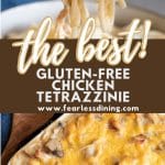 A Pinterest image of the chicken tetrazzini.
