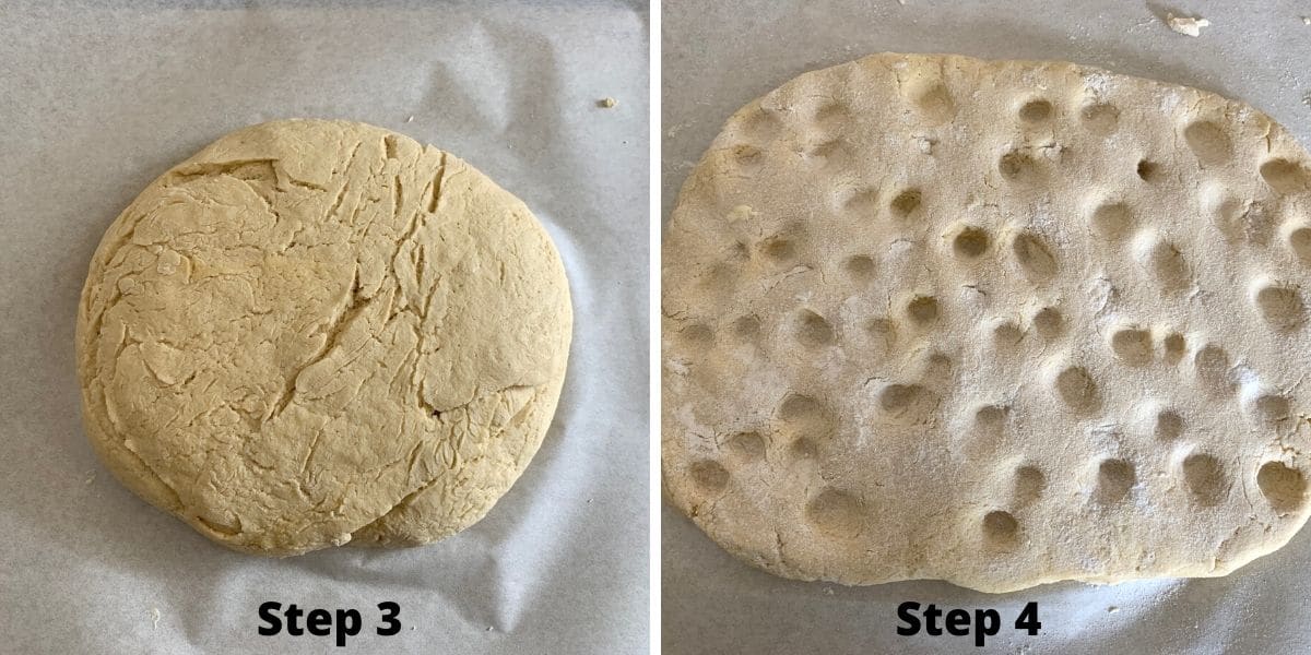 Photos of steps 3 and 4 to make focaccia.