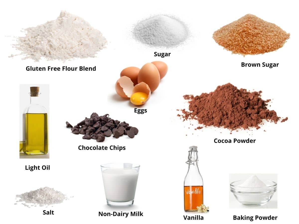Pictures of the gluten free brownie ingredients.