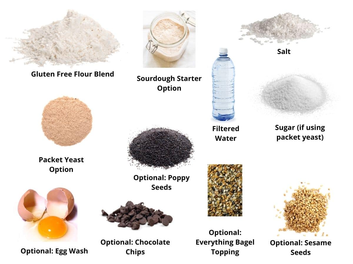 Photos of the gluten free bagels ingredients.