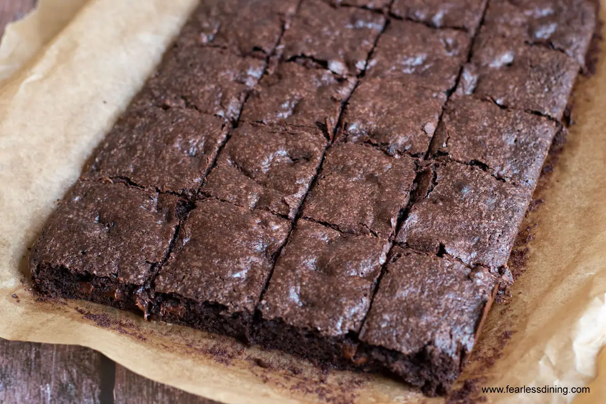 brownies on a piece of parchment paper