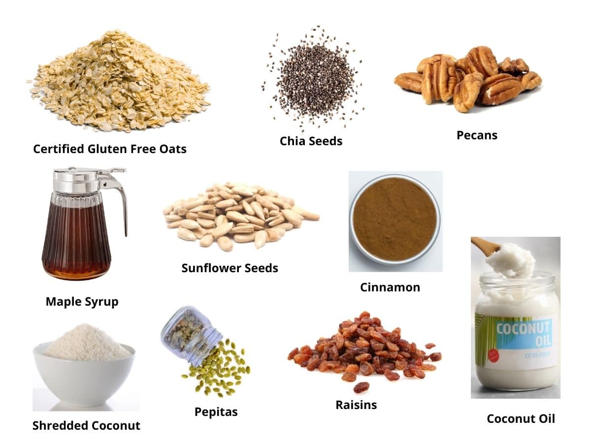 Photos of the gluten free granola ingredients.