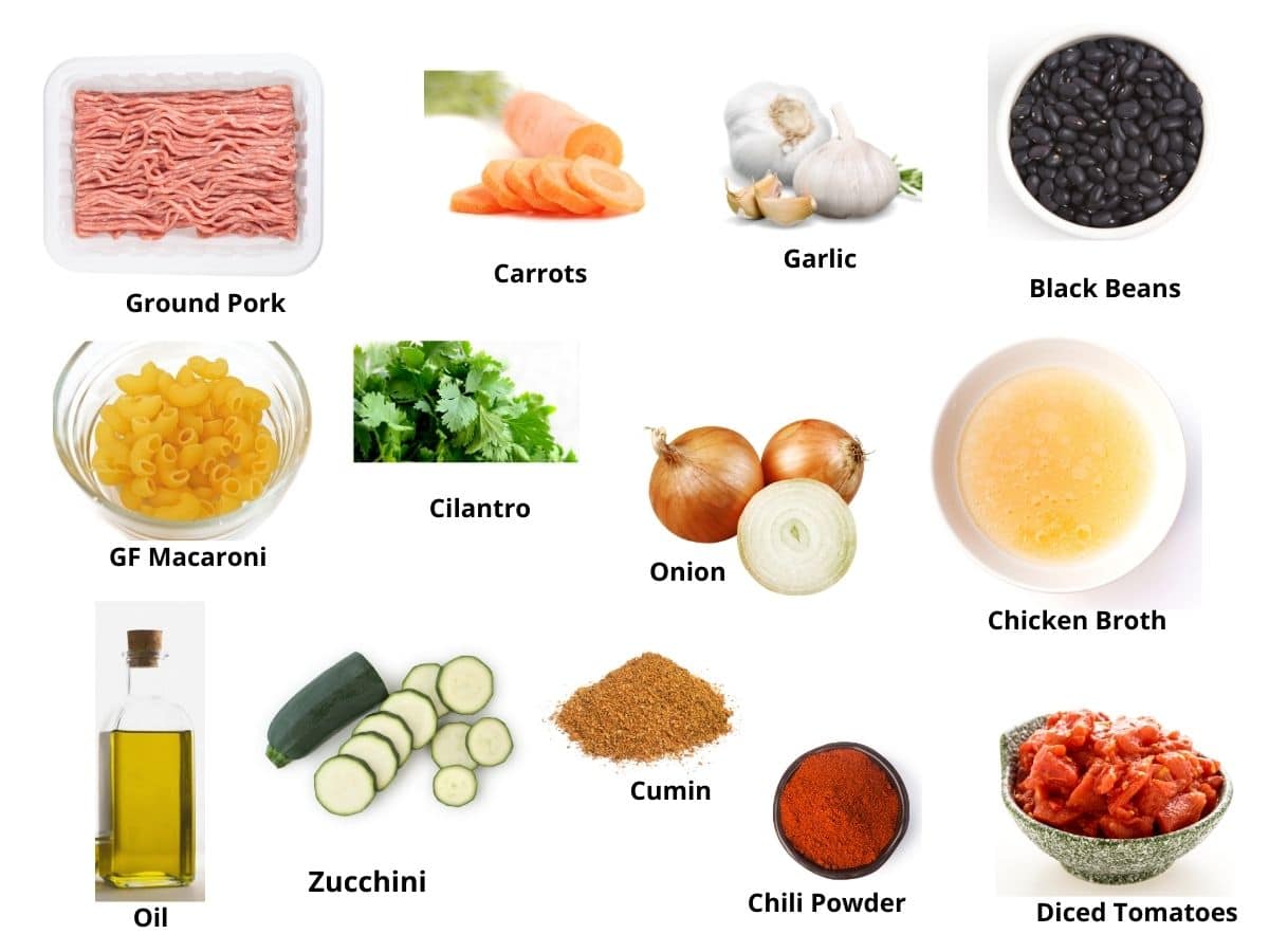 Photos of the ground pork soup ingredients.