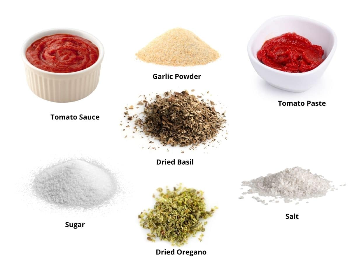 Photos of the gluten free pizza sauce ingredients.