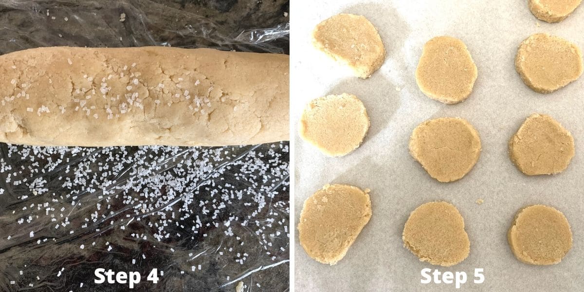 Photos of making sable cookies steps 4 and 5.
