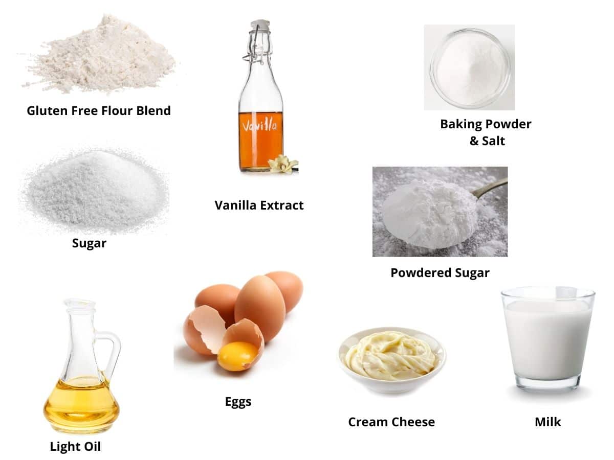 Photos of the vanilla cake ingredients.