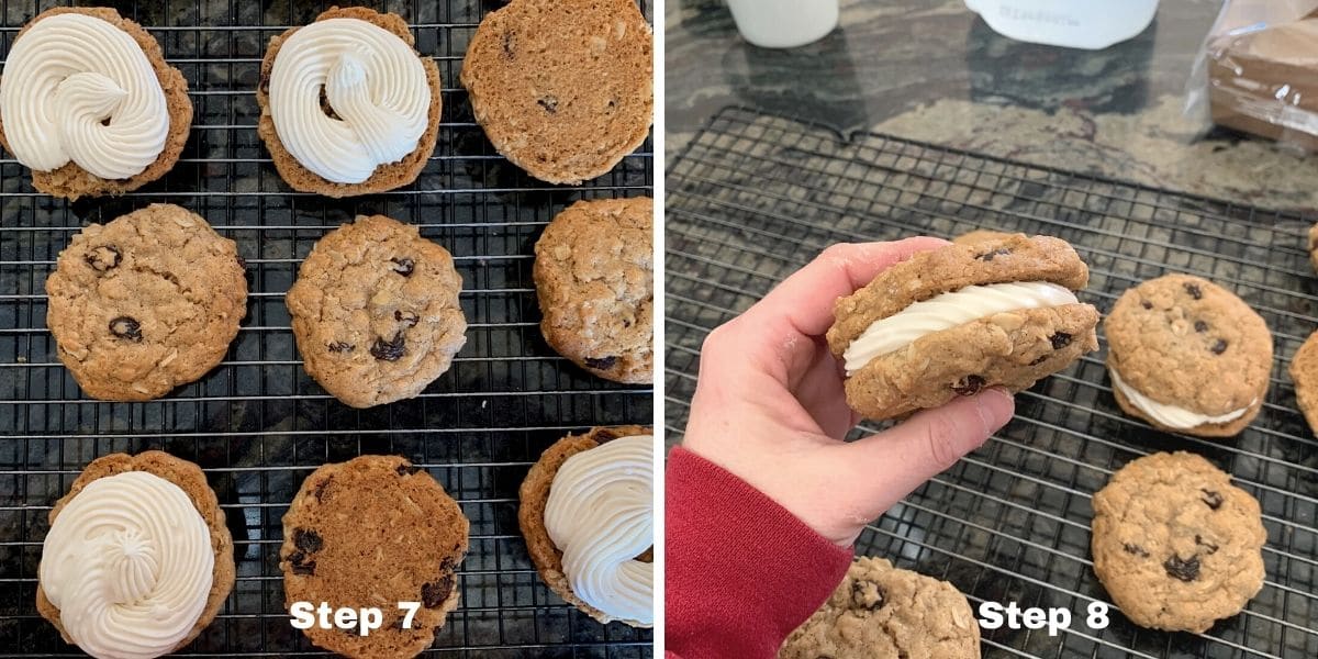 Oatmeal cream pies photos of steps 7 and 8.