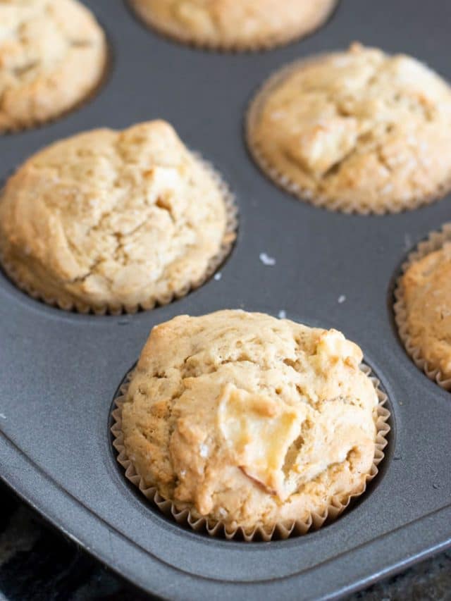 baked gluten free apple muffins in a tin