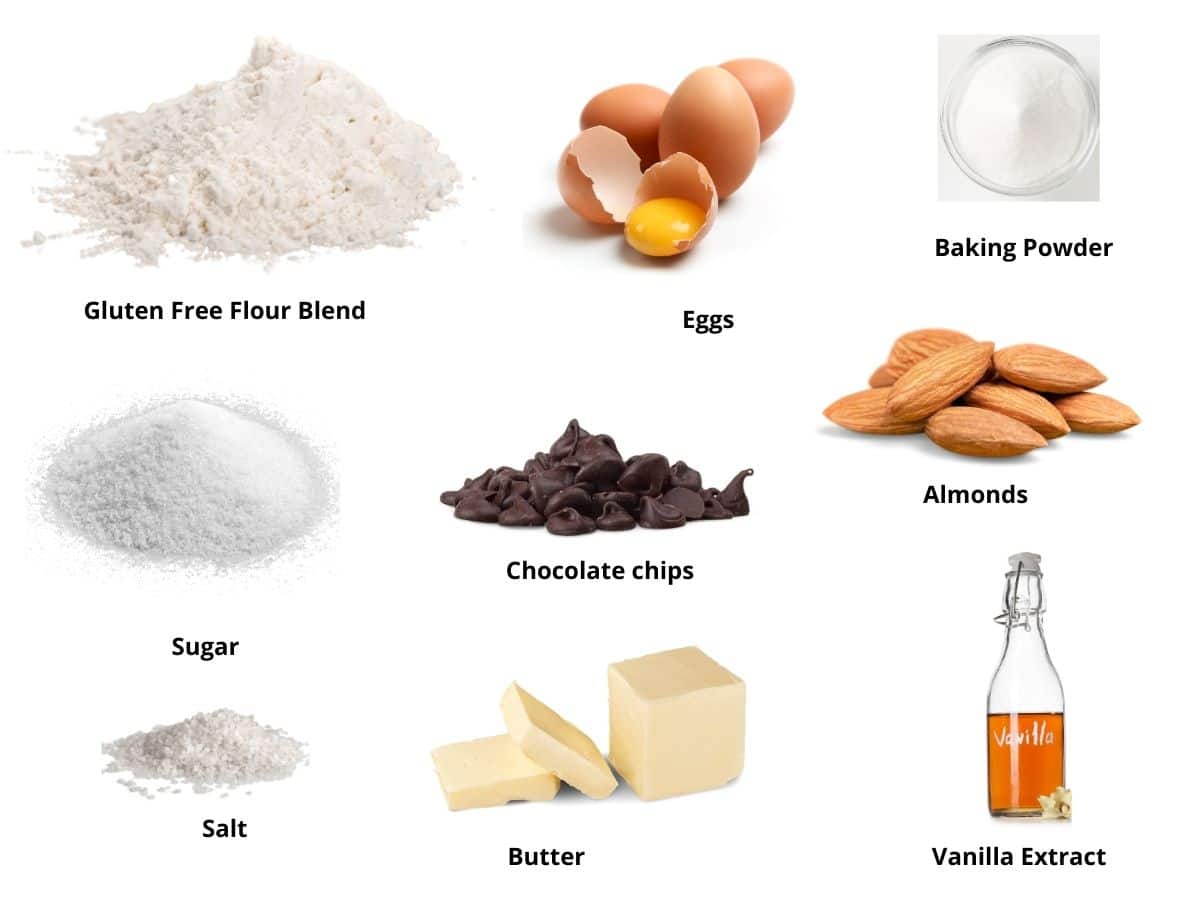 Photos of the gluten free mandelbrot ingredients.