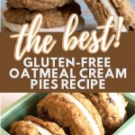 a pinterest pin image of two oatmeal cream pies photos