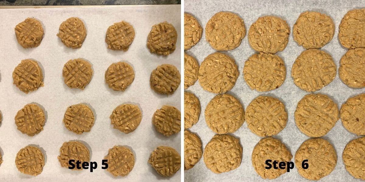 The peanut butter cookies steps 5 and 6 photos.