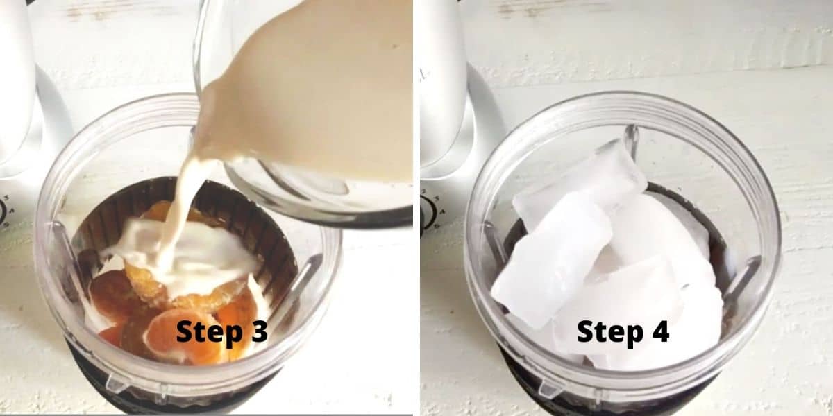 Creamsicle smoothie photos of steps 3 and 4.