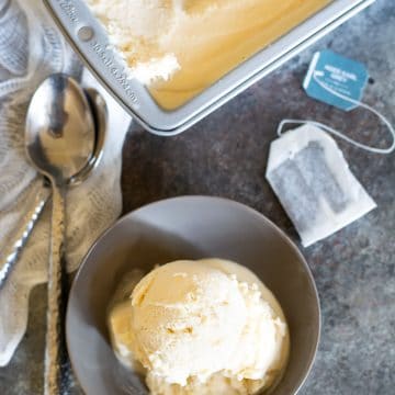the top view of the bowl of earl grey ice cream