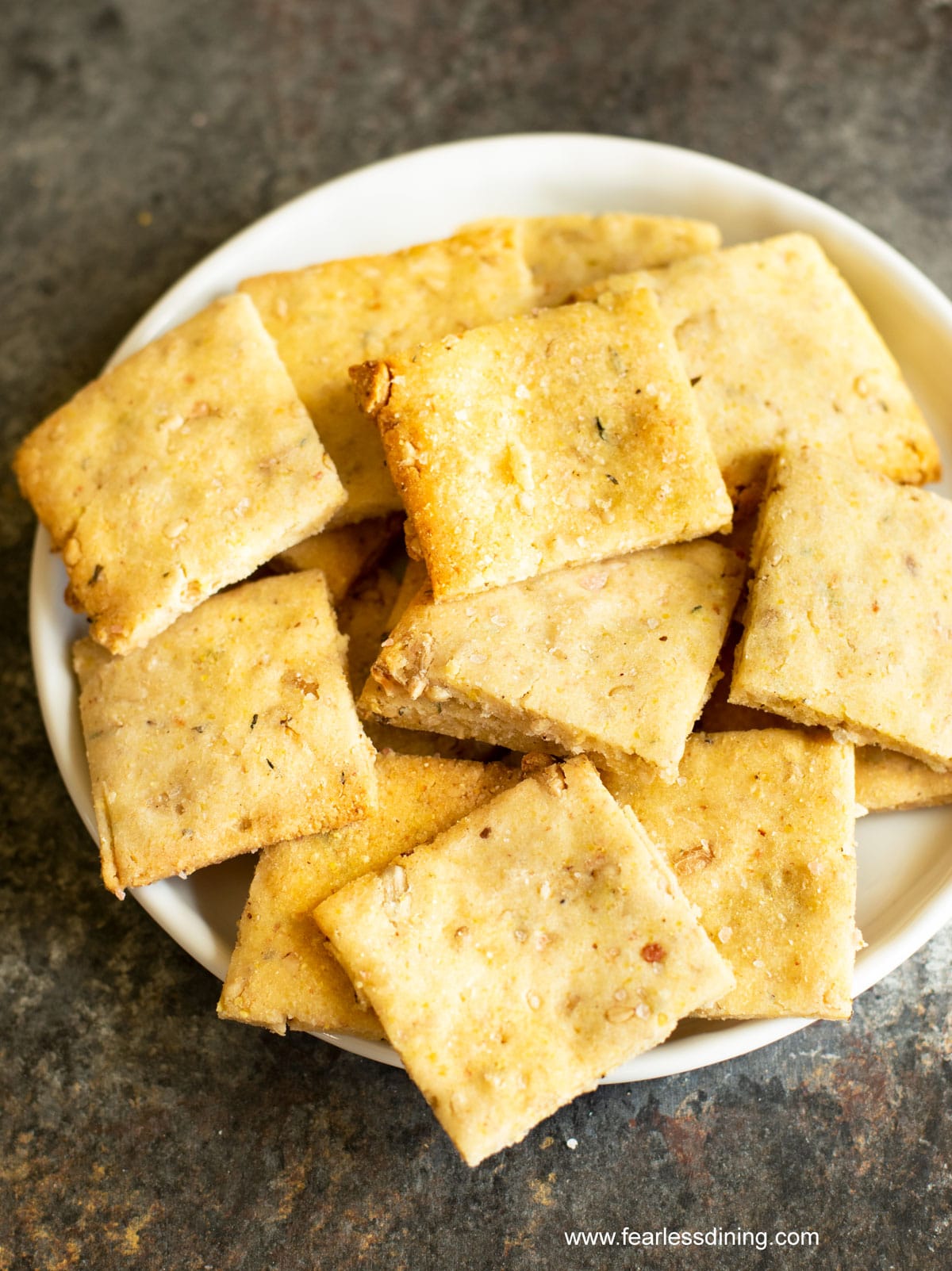 A bowl full of sourdough discard crackers.