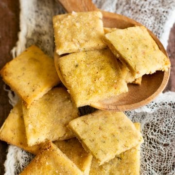 gluten free sourdough discard crackers on a cutting board