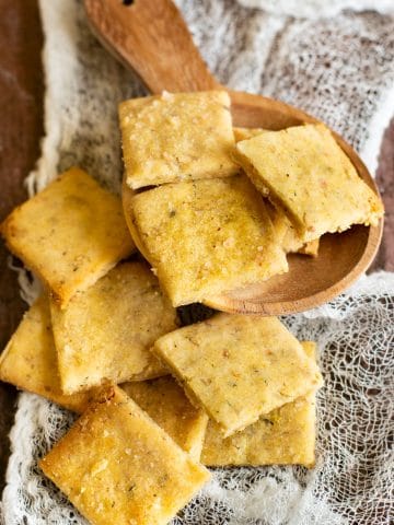 gluten free sourdough discard crackers on a cutting board