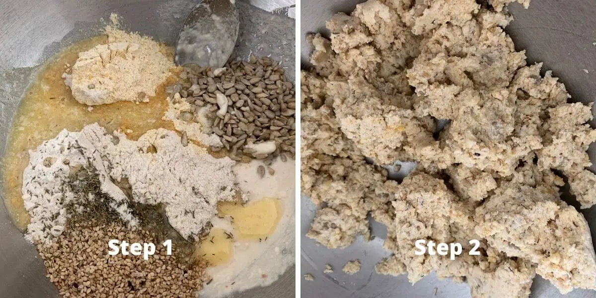 sourdough crackers steps 1 and 2 photos