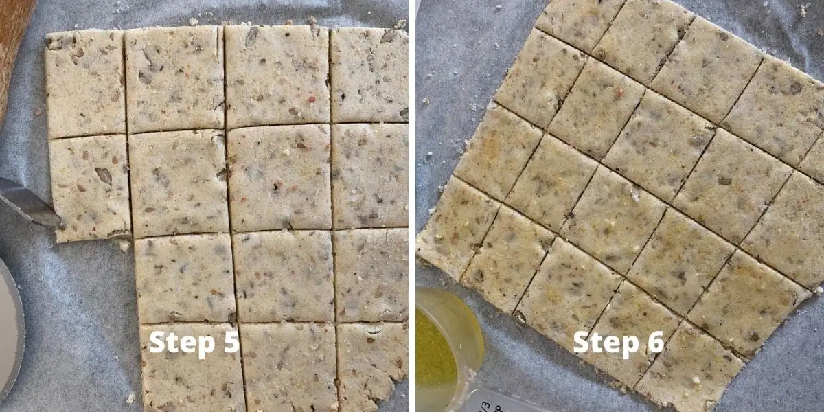 sourdough crackers photos of steps 5 and 6