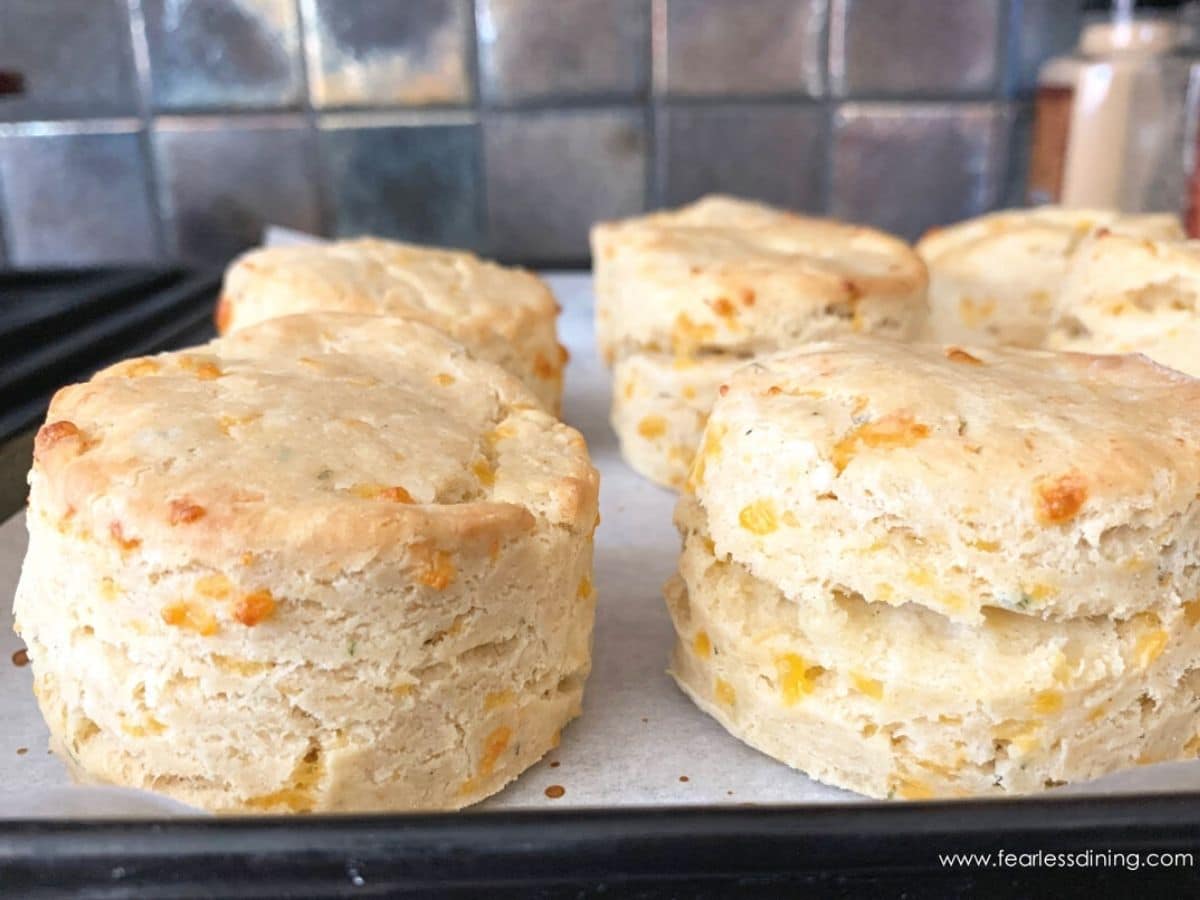 The biscuits right out of the oven.