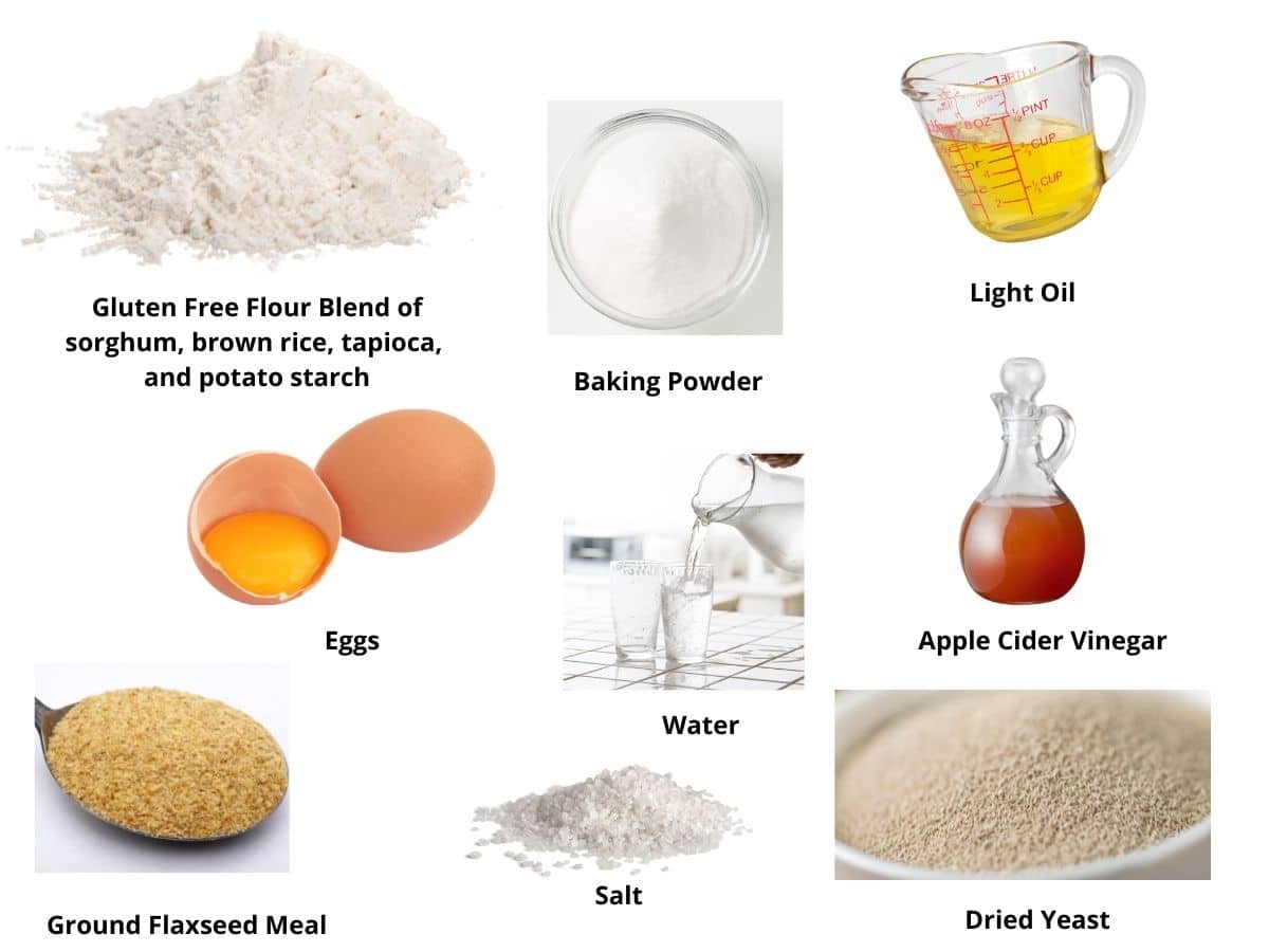 All of the gluten free bread ingredients pictured.