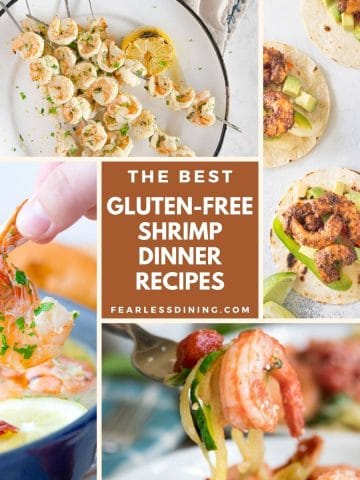 a collection of four shrimp recipe photos