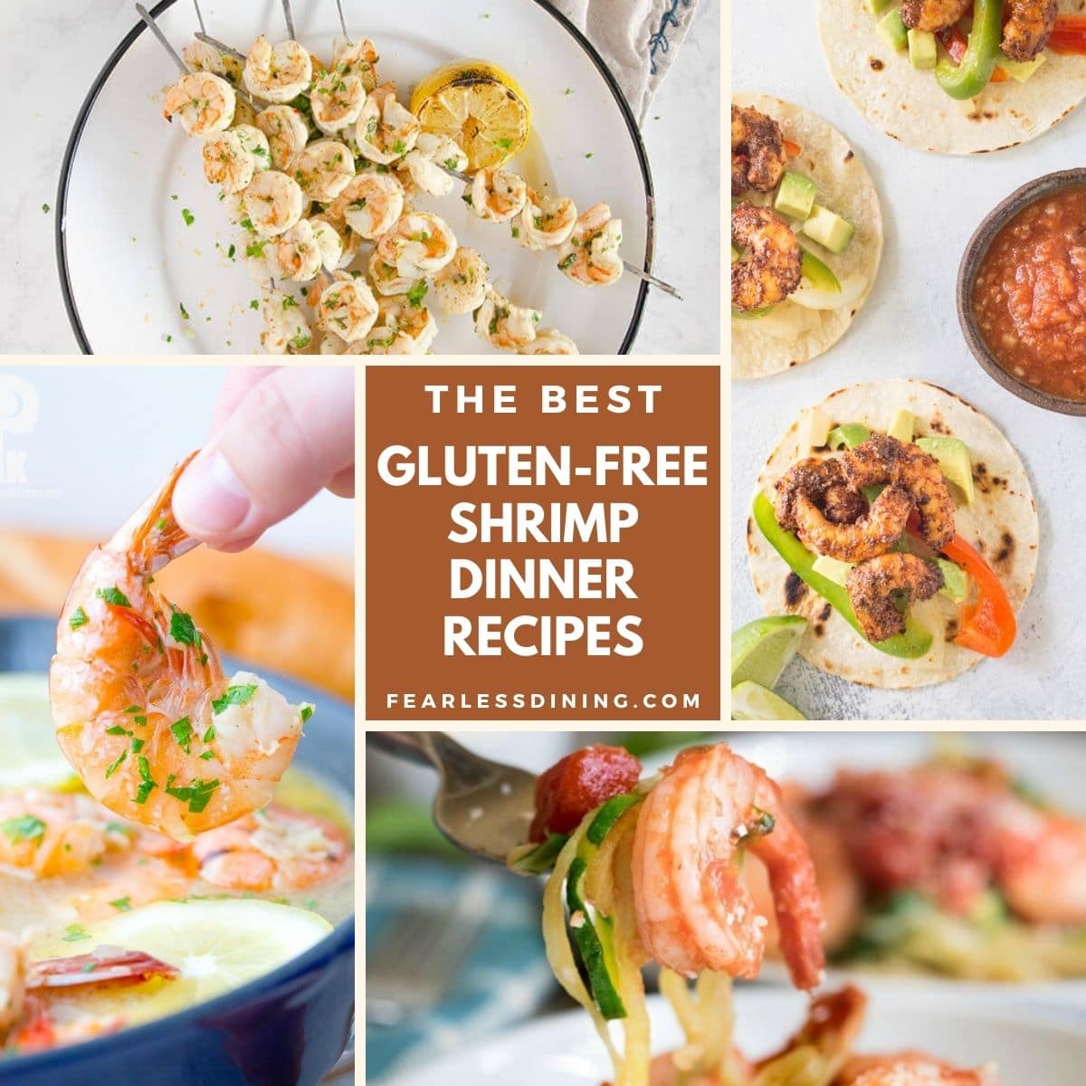 A collection of four shrimp recipe photos.