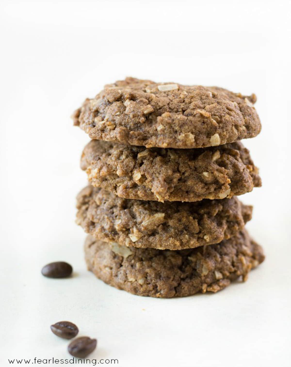 A stack of four coffee flour cookies.