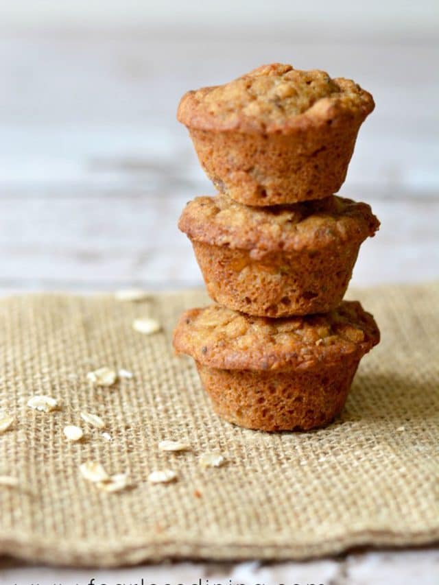 A stack of three banana oat muffins.