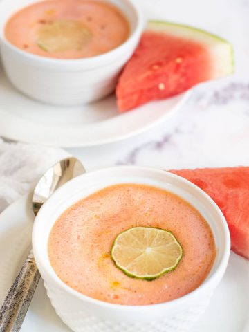 two bowels of chilled watermelon soup