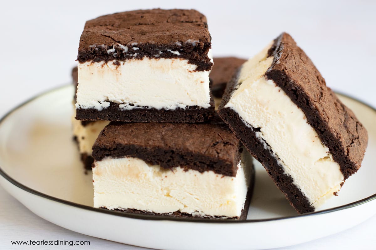 Plain gluten free ice cream sandwiches on a plate.