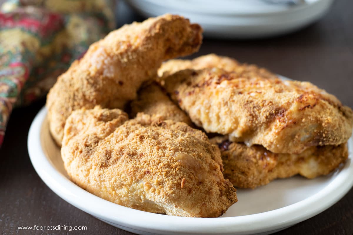 a plate of air fried chicken breast