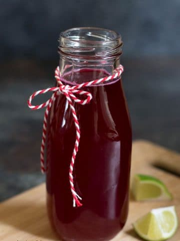 a jar of prickly pear syrup