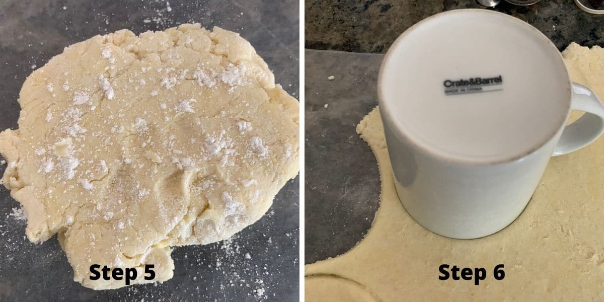 Photos of steps 5 and 6 making air fryer hand pies.