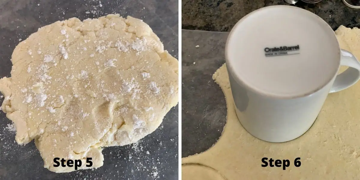 photos of steps 5 and 6 making air fryer hand pies