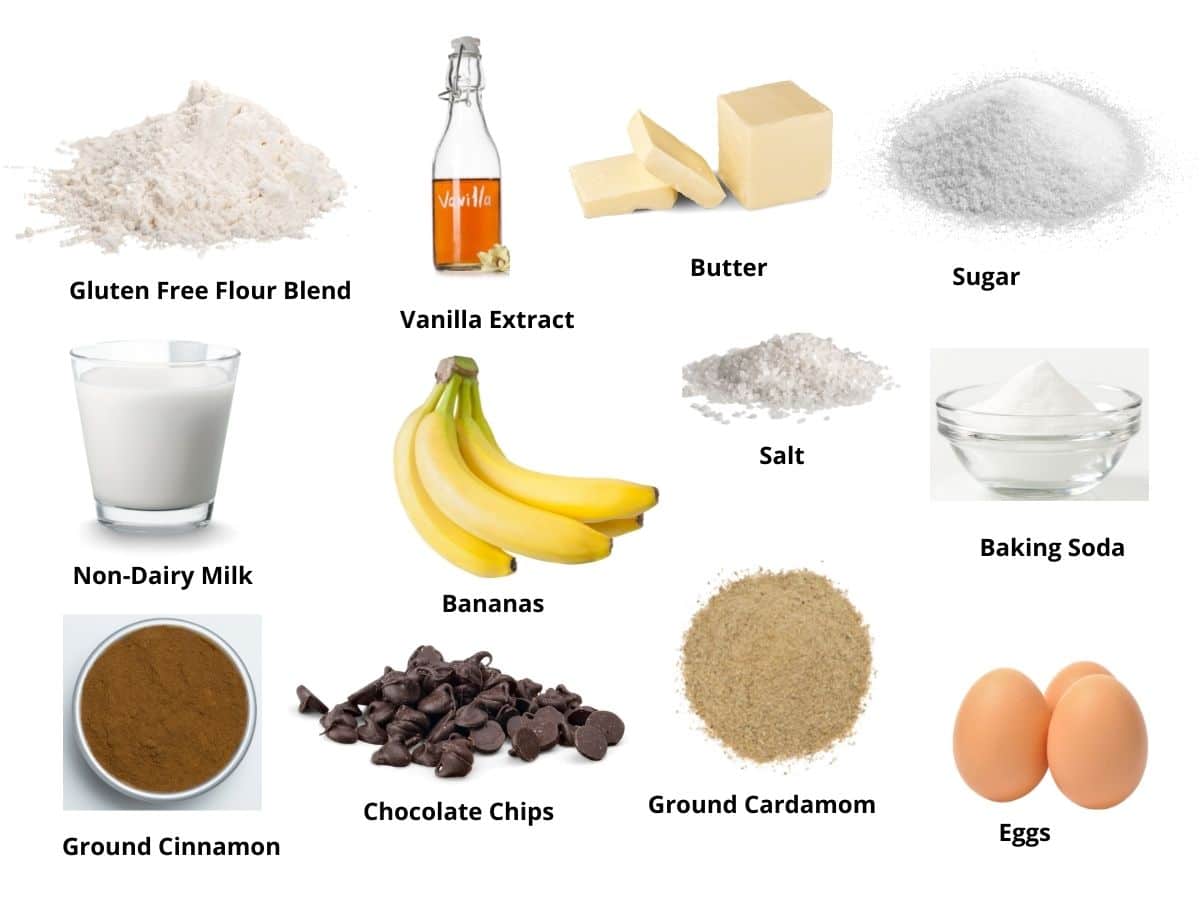 Photos of the banana cupcakes ingredients.