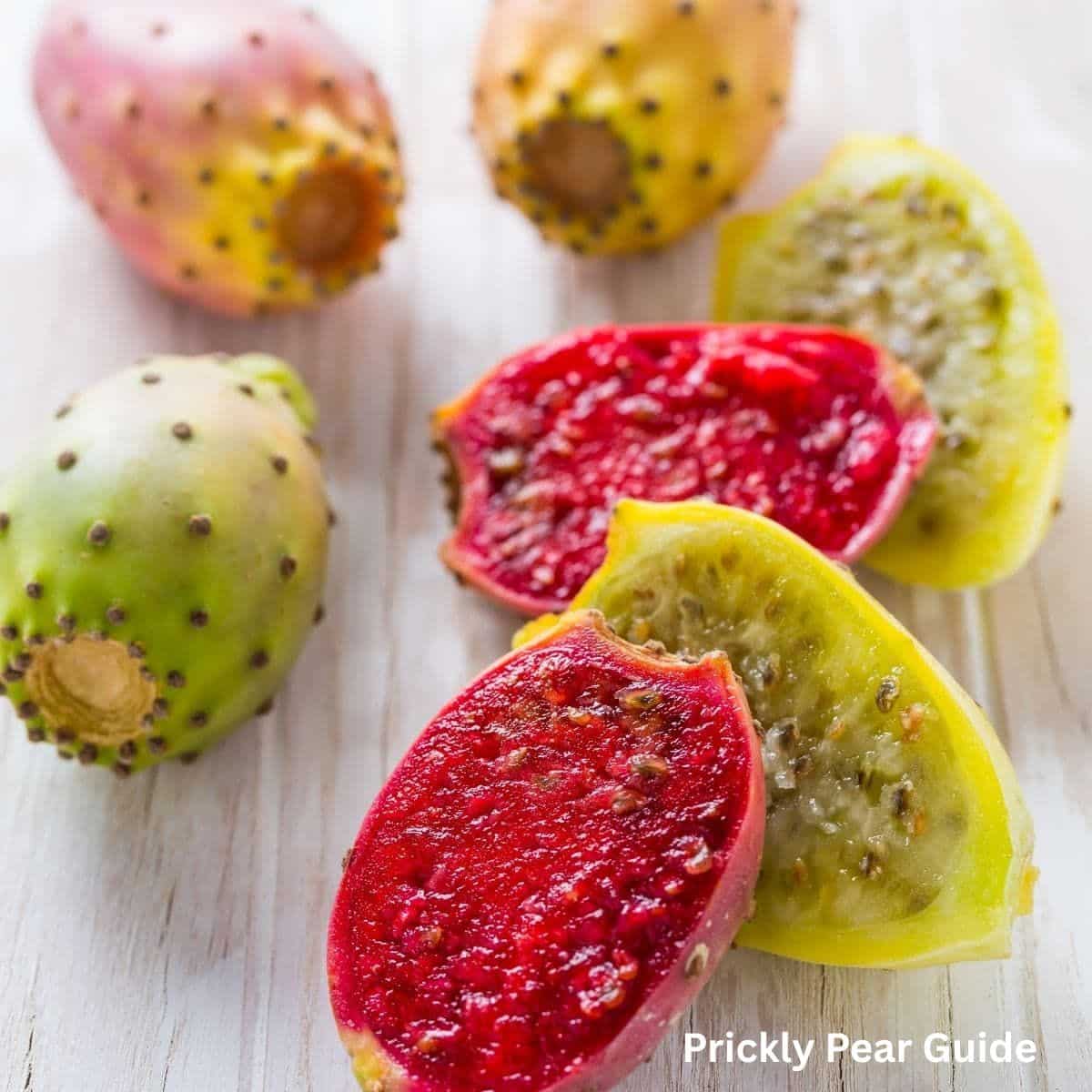 Different color prickly pears.