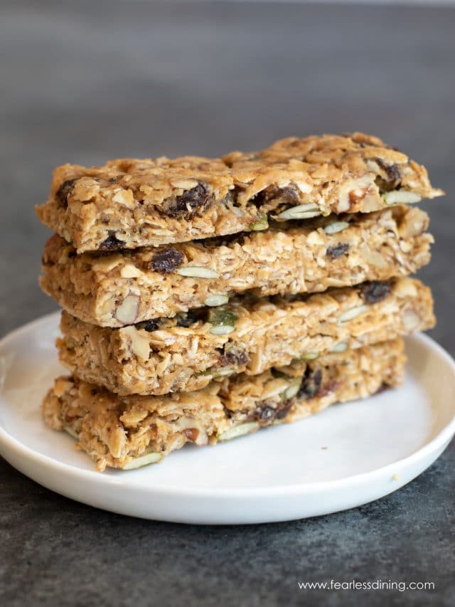 a stack of four gluten free granola bars