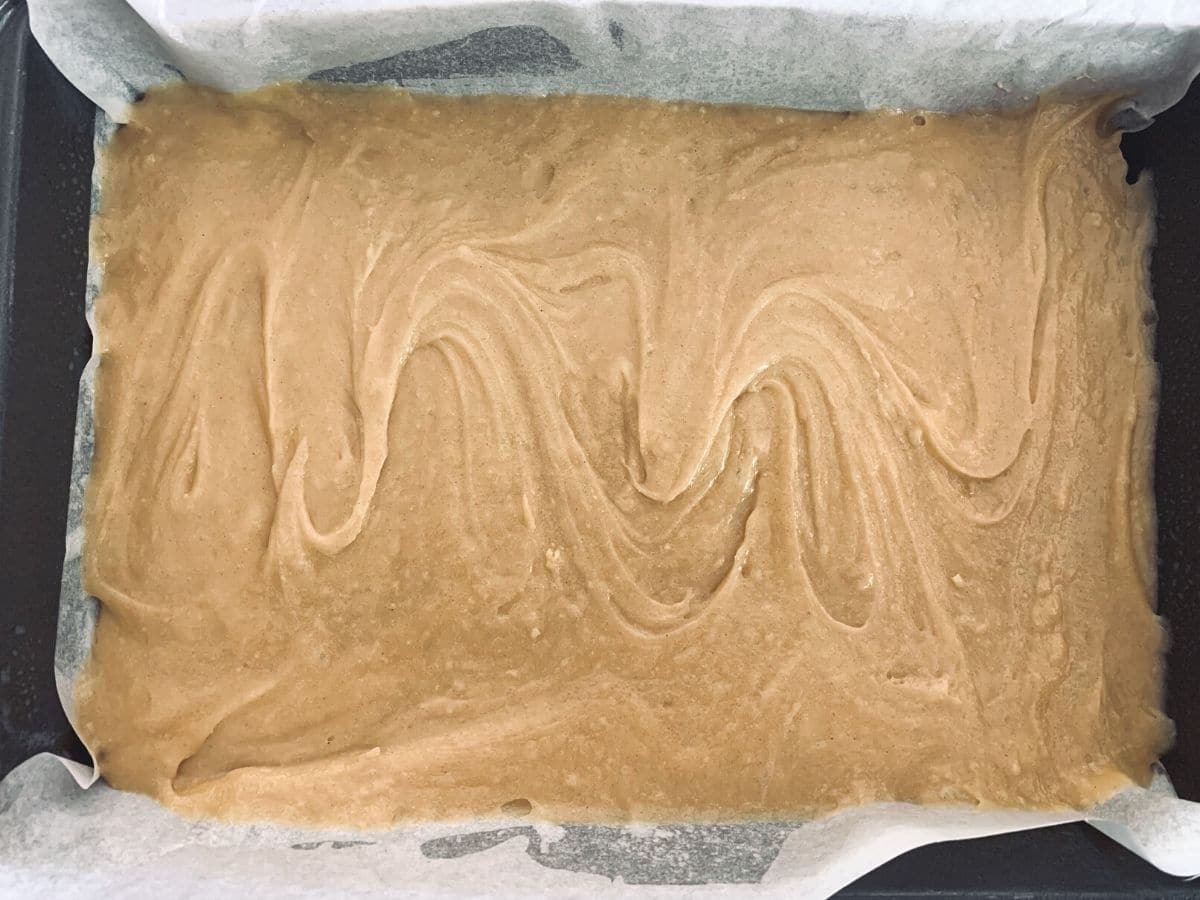 Step 5 photo of brownie batter in pan.