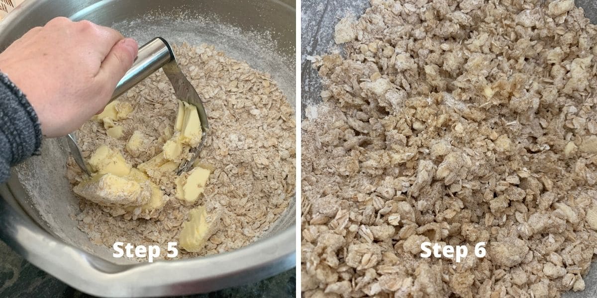 Photos of making apple crisp steps 4 and 5.