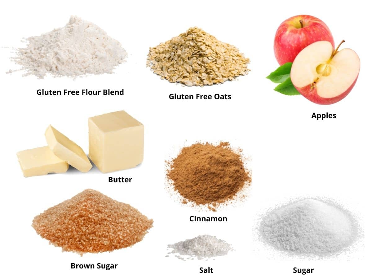 Photos of the gluten free apple crisp ingredients.