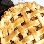 A Pinterest image of a baked apple pie.