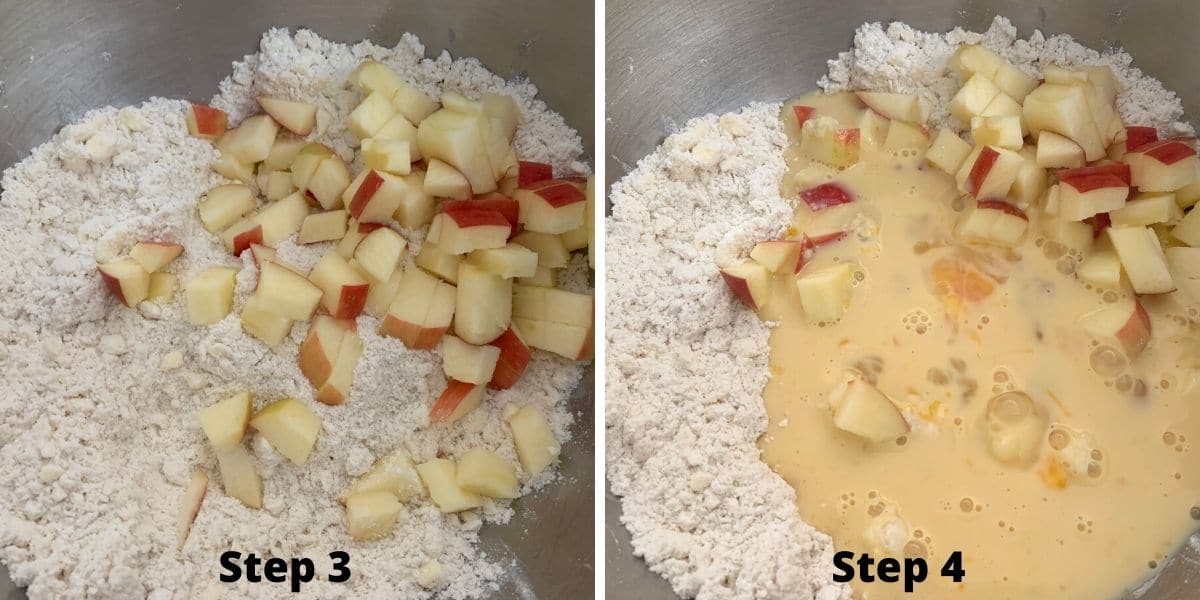 Making cinnamon apple scones photos of steps 3 and 4.