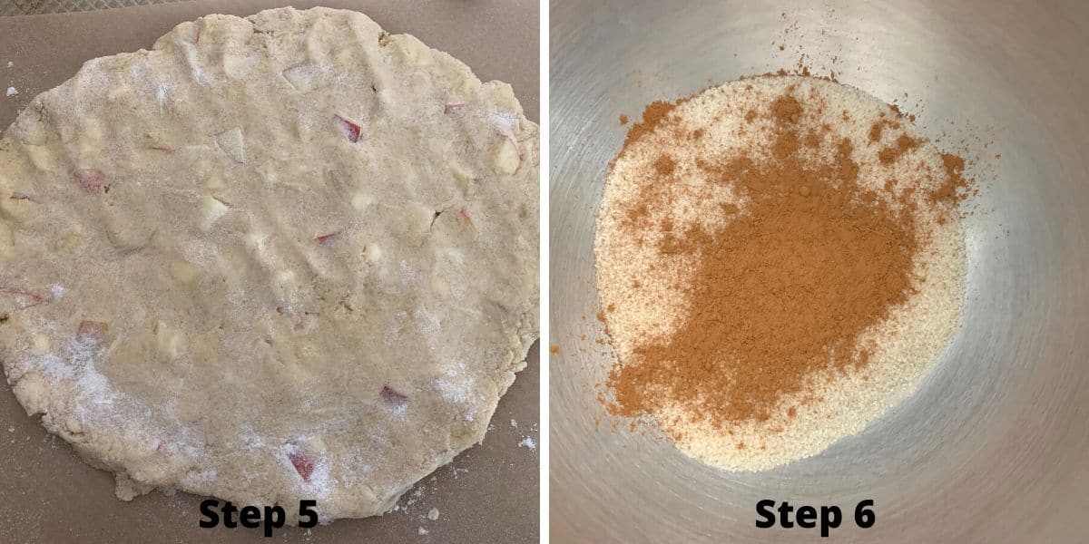 Making cinnamon apple scones photos of steps 5 and 6.