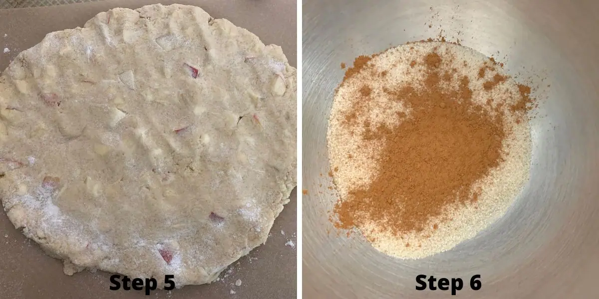 making cinnamon apple scones photos of steps 5 and 6